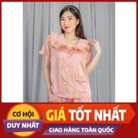 Đồ bộ pijama lửng satin áo ngắn tay mặc ở nhà thời trang nữ CHIDO  freesize 45- 58kg nhiều màu B439 new