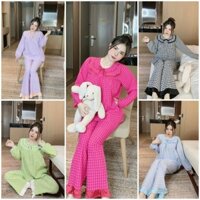 Đồ bộ Pijama tay dài tiểu thư, đồ bộ mặc nhà chất đũi nhung mềm mịn, dày dặn, không nhăn