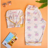 Đồ bộ pijama tay ngắn quần lửng lụa cao cấp vải đẹp, mặc mát
