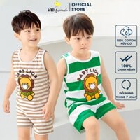 Đồ bộ quần áo ba lỗ sát nách cotton cho bé trai, bé gái mặc nhà mùa hè Unifriend Quốc U2022-10. Size đại 5, 6, 8,10 tuổi
