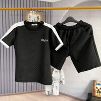 Đồ bộ quần áo nam cộc tay thêu nổi Flight chất liệu xốp dập nổi dày dặn Cổ Tròn Menswear