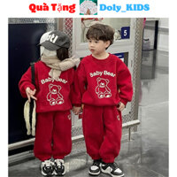 Đồ bộ quần áo nỉ bông, bộ nỉ giáng sinh mùa Noel thu đông màu Đỏ May Mắn Cho bé trai, bé gái từ 8-27kg