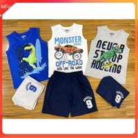 Đồ bộ sát nách bé trai 1-5 tuổi hãng OSHKOSH, Quần áo hè cho bé vải cotton thấm hút mồ hôi