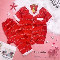 Đồ bộ satin kiểu dáng pijama