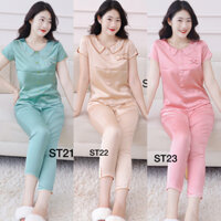 Đồ bộ tay cộc chất lụa mềm mại, Bộ đồ mặc nhà, Quần áo sau sinh đẹp ưng ý