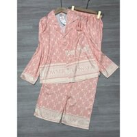 Đồ Bộ Tay Dài Quần Dài Pyjama Nữ Hoạ Tiết Màu Hồng