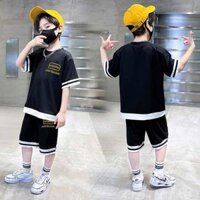 Đồ bộ thể thao HAZARD cho mẹ và bé - bộ quần áo trẻ em thoáng mát 2 màu siêu xinh G5 - ĐEN BỘ TT HAZA,FORM DƯỚI 30KG