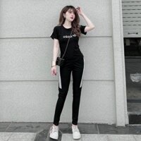 đồ bộ thể thao nữ chạy viền,Bộ thun hàng cotton