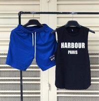 đồ bộ thể thao sát nách nam - Áo đen, Quần Xanh - M