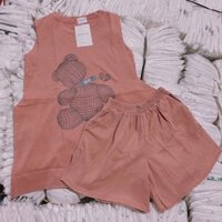 Đồ bộ thun áo sát nách quần đùi - Hồng