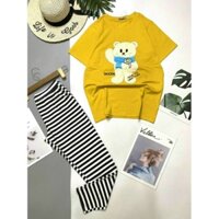 ĐỒ BỘ THUN GẤU VÀNG, QUẦN SỌC