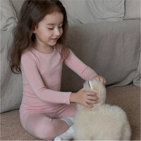 Đồ bộ thun mặc nhà tay dài quần dài ôm body cho bé màu hồng