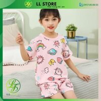 Đồ bộ thun ngắn tay bé gái chất vải cotton lưới mịn đẹp cho bé từ 1-7 tuổi hoặc 12-35kg