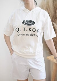 Đồ bộ thun nữ quần đùi - trắng