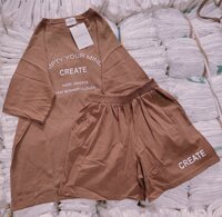 Đồ bộ thun tay ngắn quần đùi - Nâu