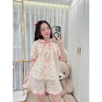 Đồ Bộ Tiểu Thư Bèo Viền ,Chất Cotton Lạnh Không Nhăn Phương Tipi