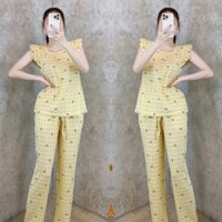 Đồ bộ tole lanh nữ mặc nhà quần dài, áo cánh tiên VNXK F21 SHOP5SAO (43-75kg)