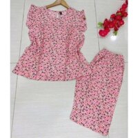 Đồ Bộ Tole Mặc Nhà, Bộ Lanh Lửng Có Túi Tay Cánh Tiên Bông Ngẫu Nhiên {45-75kg )02