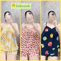 Đồ Bộ Tole Nữ, Bộ Lanh Mặc Nhà Quần Đùi Áo Hai Dây VNXK (40-68kg) doboxinh