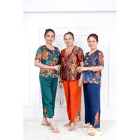 ĐỒ BỘ TRUNG NIÊN CAO CẤP CỔ TRÒN LỤA HAI DA  KÈM TAG  ( CÀI ÁO ) QUẦN 9 , ĐỒ BỘ BA CHỊ EM MS019