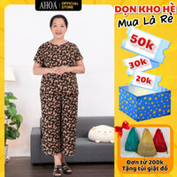 Đồ Bộ Trung Niên Cho Bà AHOA Quần Lửng, Bộ Lanh Mặc Nhà Trung Tuổi Vải Lanh Nhật Hoa Nhí, Đồ Tole Nữ Mặc Nhà Mùa Hè BL17