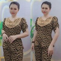 Đồ Bộ Trung Niên - Đồ Bộ Dập Ly Cổ Ren Lụa Hoa Quần Ống Đứng Chất Lụa Mềm Mát Phom Size 45-62kg