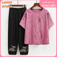 Đồ Bộ Trung Niên Nữ Mặc Nhà Cho Bà Cho Mẹ Cao Cấp, Đồ Bộ Cho Người Già Chất Liệu Không Nhăn Xù Khi Giặt