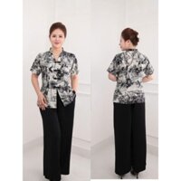 Đồ bộ trung niên, Sét đồ kiểu  cho các mẹ, quần dài ống rộng, chất lụa hàn thoáng mát  Ms68