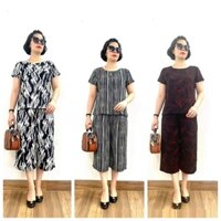 Đồ bộ trung niên Tay cộc quần lửng - Vải cát lụa hàn châu