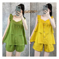 Đồ bộ vải tole nữ ,bộ lanh mặc nhà VNXK F21 tole hang bèo đùi siêu nhẹ mát size 42-68kg