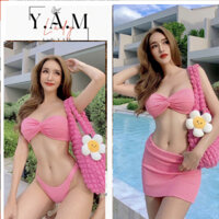 Đồ Bơi 3 Chi Tiết Áo Quây + Quần Kèm Chân Váy Sexy Ngọt Ngào Phong Cách Thái Lan 2024