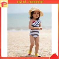 Đồ bơi bé gái 2-7 tuổi liền thân phối kẻ, Bộ bơi cho bé cao cấp vải co giãn cực tốt