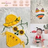 Đồ bơi bé gái 2 mảnh HANDMADE cute, set đồ bơi bikini đan móc thủ công độc đáo(Ghi chú tuổi/cân nặng