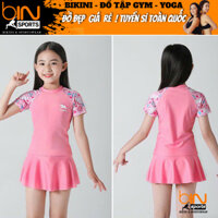 Đồ bơi bé gái 2 mảnh quần váy áo phủ bụng ngắn tay kín đáo đáng yêu đủ size từ 10kg đến 42kg Bin Sports BB024