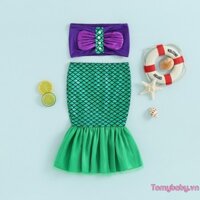 Đồ bơi bé gái 2 món Áo ngắn có thể bơi được + Váy đuôi nàng tiên cá Bộ đồ bơi