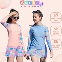 Đồ bơi bé gái, đồ bơi dài tay bé gái SIZE ĐẠI dạng váy kèm quần đùi Sunday chống nắng 2204