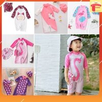 Đồ bơi bé gái liền thân 2-7 tuổi kèm mũ hình ngộ nghĩnh vải co giãn tốt