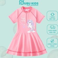 Đồ bơi bé gái liền thân kiểu váy họa tiết Pony dễ thương khóa kéo trước dễ dàng sử dụng