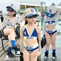 Đồ bơi bé gái, sét 3 chi tiết ( bộ bikini 2 mảnh + áo lưới ) cho bé từ 10-28kg