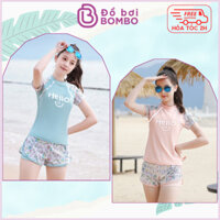 Đồ bơi bé gái SIZE ĐẠI chất vải co giãn 4 chiều mềm mại không bai nhão in hình giản đơn Hello kết hợp quần bơi 2 lớp
