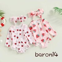Đồ bơi bé gái tập đi Áo liền quần in hình dâu tây Đồ bơi và băng đô Đồ đi biển Bộ đồ tắm