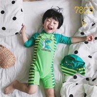 ĐỒ BƠI BÉ TRAI CAYABE LIỀN QUẦN XANH LÁ HÌNH KHỦNG LONG ROARSOME ADVEN.TURE (KÈM NÓN BƠI)