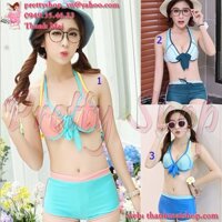 Đồ bơi bikini 2 mảnh DB015 phối màu thể thao + quần short