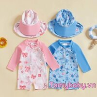 Đồ Bơi Cho Bé Có Mũ Cua Tôm Hùm Cá Voi Họa Tiết Khóa Kéo Dài Tay Cổ Thủy Thủ Đoàn Đồ Bơi Cho Bé Trai Bé Gái