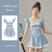 Đồ bơi cho phụ nữ, bộ đồ bơi một mảnh hai mảnh bảo thủ, đồ bơi siêu tiên nữ, đồ bơi sexy cho sinh viên, phong cách mới với quần short an toàn