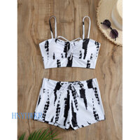 Đồ bơi hai mảnh thắt nơ phía trước, quần boxer cạp cao dây mảnh Bộ Tankini quần ngắn, Đồ bơi & Quần Áo Nữ