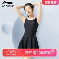 đồ bơi học sinh nữ Đồ bơi Li Ning nữ 2024 Kiểu váy một mảnh mới phổ biến Bảo thủ Cô gái hơi béo Che da và giảm béo Đồ bơi suối nước nóng bộ bơi nữ đồ bơi nữ 1 mảnh váy