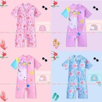 Đồ Bơi Liền Thân Bé Gái Họa Tiết Hồng Hạc Kỳ Lân Hồng Tím Họa Tiết Hoạt Hình Đáng Yêu Hàng Cao Cấp