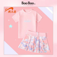 Đồ bơi màu hồng dành cho bé gái, đồ bơi dễ thương, hoạ tiết xinh xắn, bảo hộ 2 lớp, chống nắng tốt