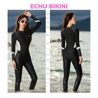 Đồ Bơi Mới, Đồ Lặn ECHU, Set Quần Dài Tay Dài Một Mảnh, Chống Nắng, Nhanh Khô, Bộ Đồ Lặn Cho Nữ